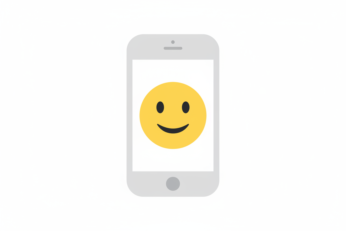 try again, a iphone but with a smiling emoji on it